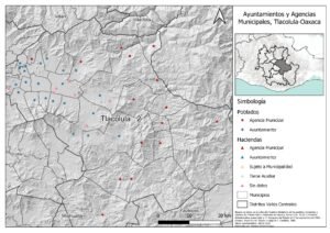 Ayuntamientos y Agencias Municipales, Tlacolula-Oaxaca. Elaborado por Daniela Osorio Crespo.