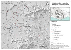 Ayuntamientos y Agencias Municipales, Ocotlán-Oaxaca. Elaborado por Daniela Osorio Crespo.