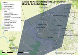 Anclaje de plano de la Hacienda la Compañía (Distrito de Ejutla) Oaxaca