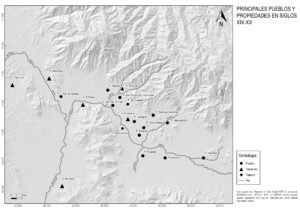 Colindancias entre los pueblos de Tlalixtac, Santo Domingo Tomaltepec y Santa María del Tule, Siglos XIX-XX.  </br> <b>Elaborado por Carlos A. Hernández Guillén.</b>